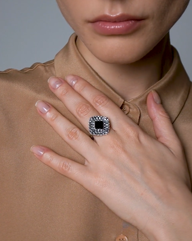 Кольцо из серебра с камнем оникс | Ювелирные украшения Sarkissian - фото 11 d