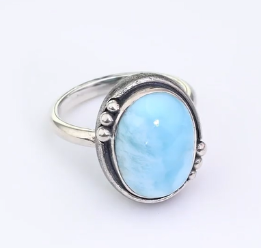 Кольцо из серебра с камнем ларимар | Ювелирные украшения Sarkissian - фото 3 d