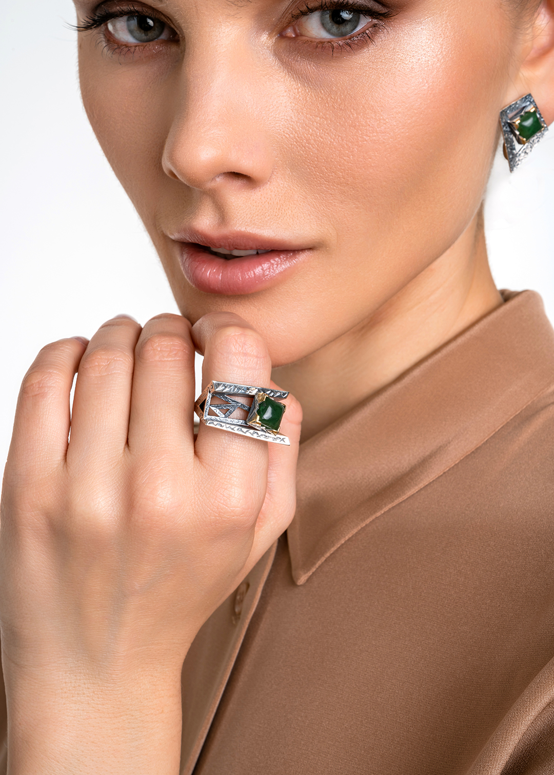 Cеребряное кольцо с камнем нефрит | Ювелирные украшения Sarkissian - фото 17