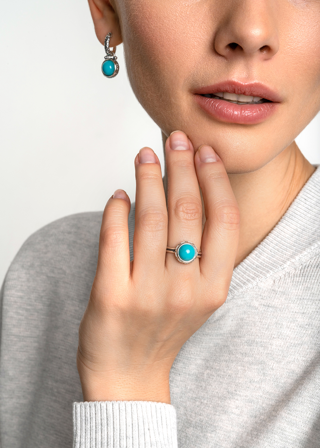 Кольцо из серебра с камнем бирюза | Ювелирные украшения Sarkissian - фото 8