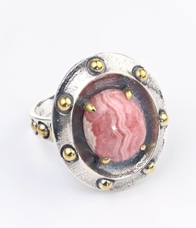 Кольцо из серебра с камнем родохрозит | Ювелирные украшения Sarkissian - фото 4 d