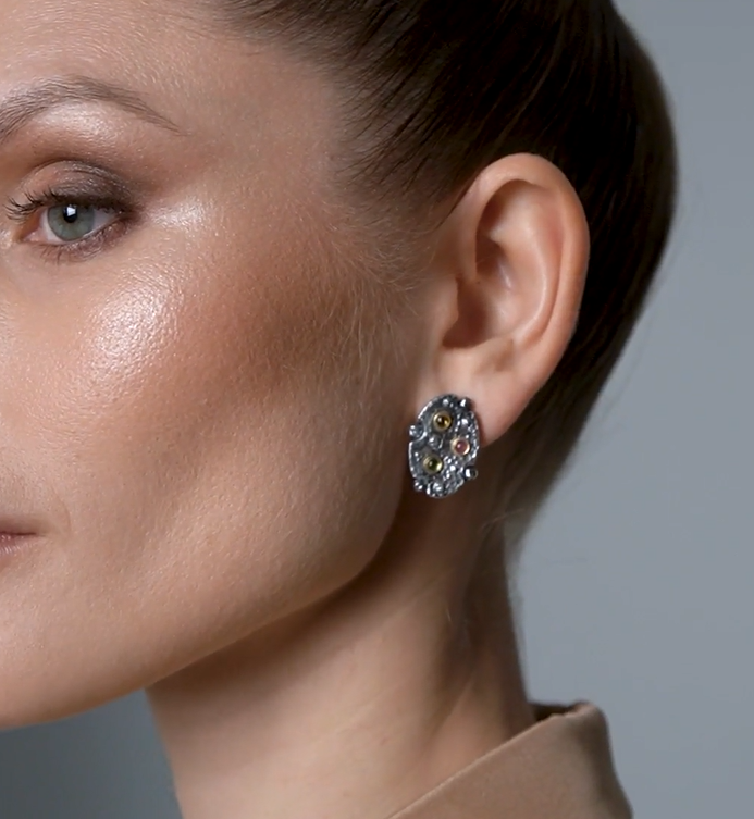 Серьги из серебра с камнем турмалин | Ювелирные украшения Sarkissian - фото 9 d