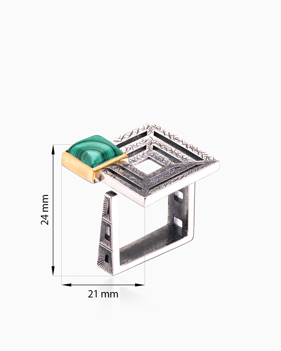 Кольцо из серебра с камнем малахит | Ювелирные украшения Sarkissian - фото 8