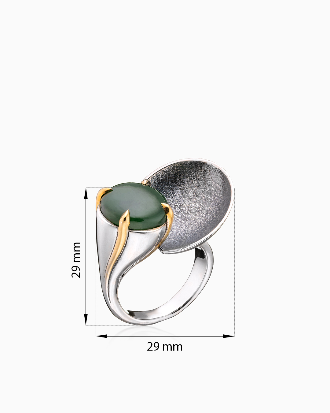 Кольцо из серебра с камнем нефрит | Ювелирные украшения Sarkissian - фото 8