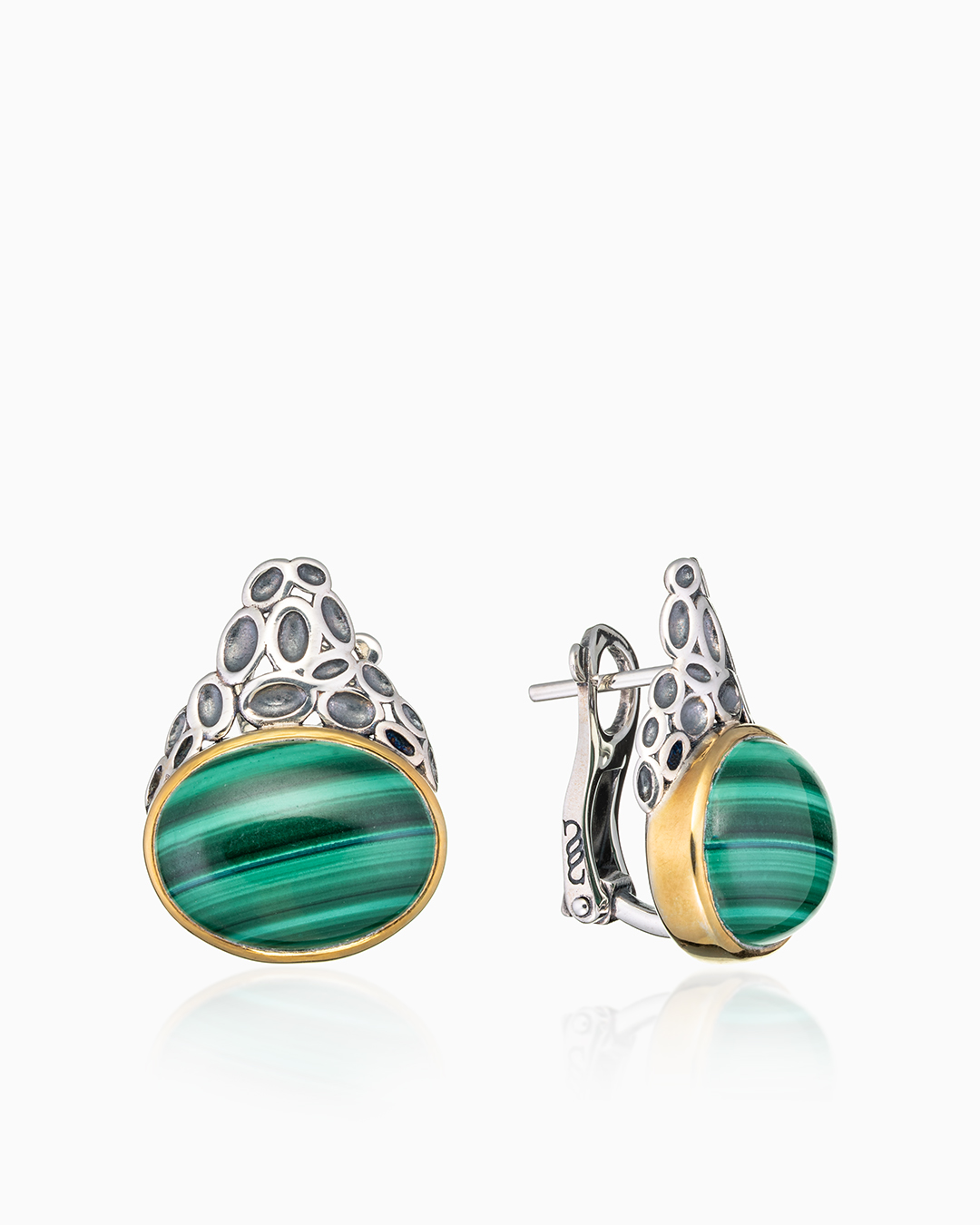 Серьги с малахитом из серебра - фото 1