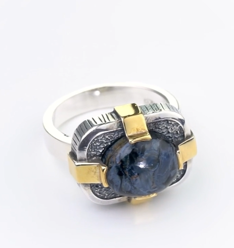 Кольцо из серебра с камнем питерсит | Ювелирные украшения Sarkissian - фото 3 d