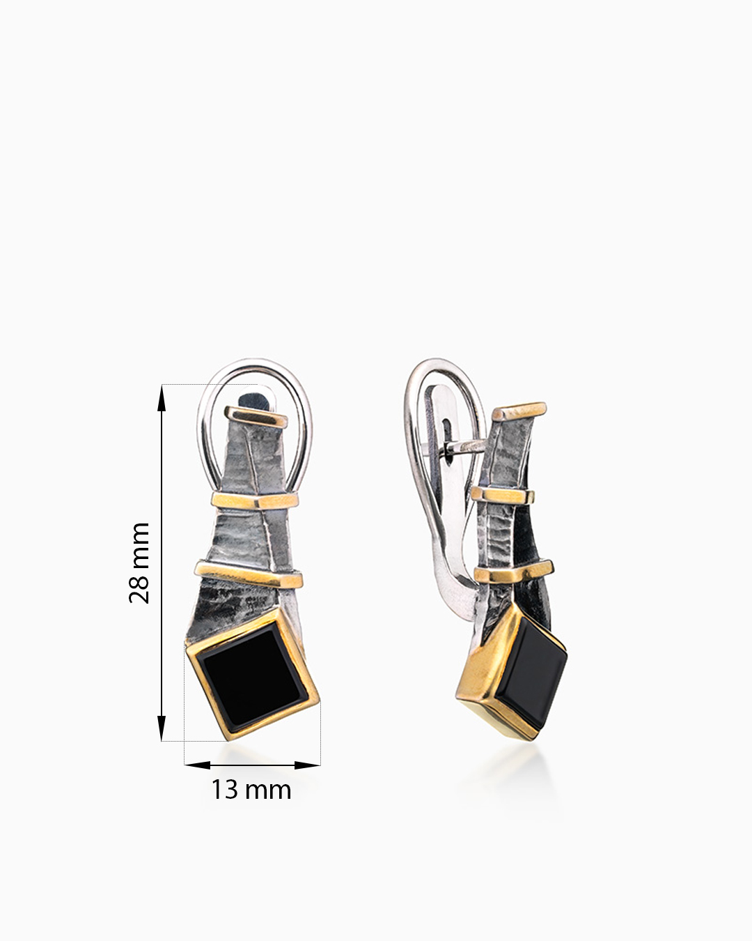 Серьги из серебра с камнем оникс - фото 2