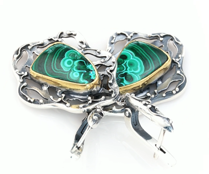 Серьги из серебра с камнем хризоколла | Ювелирные украшения Sarkissian - фото 2 d