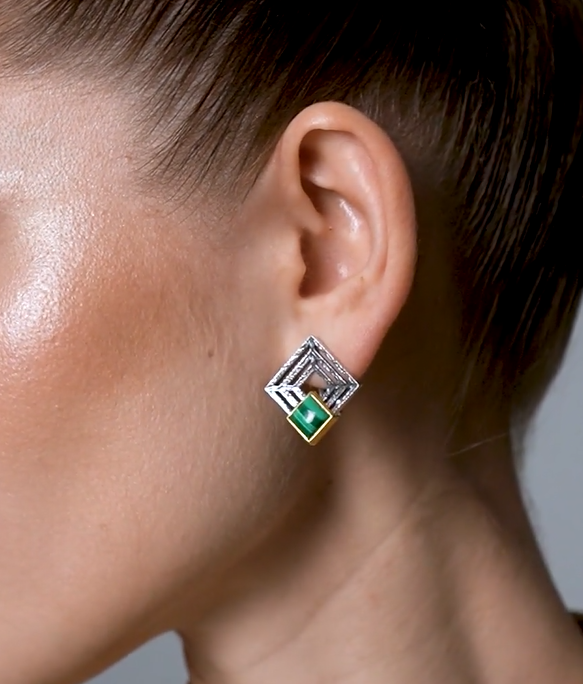 Серьги с малахитом из серебра | Ювелирные украшения Sarkissian - фото 10 d