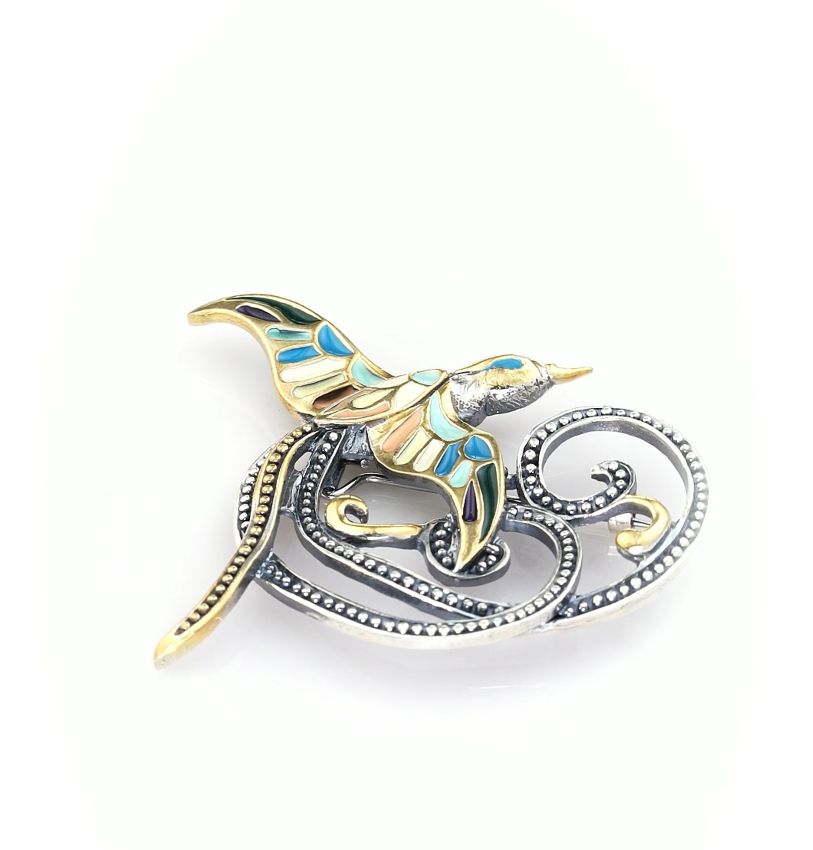Серебряная брошь «Райская Птица» | Ювелирные украшения Sarkissian - фото 1 d