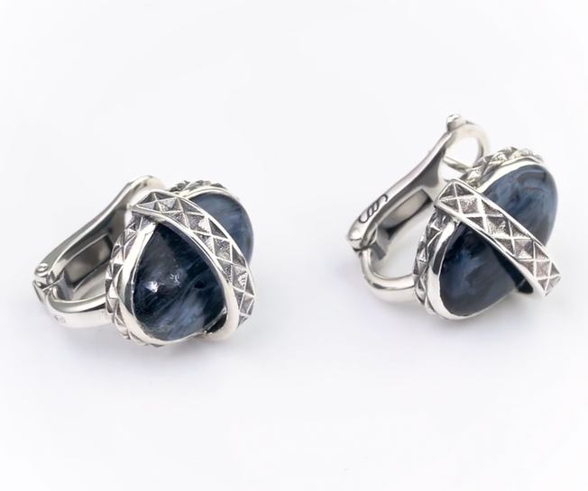 Серьги из серебра с камнем питерсит | Ювелирные украшения Sarkissian - фото 1 d