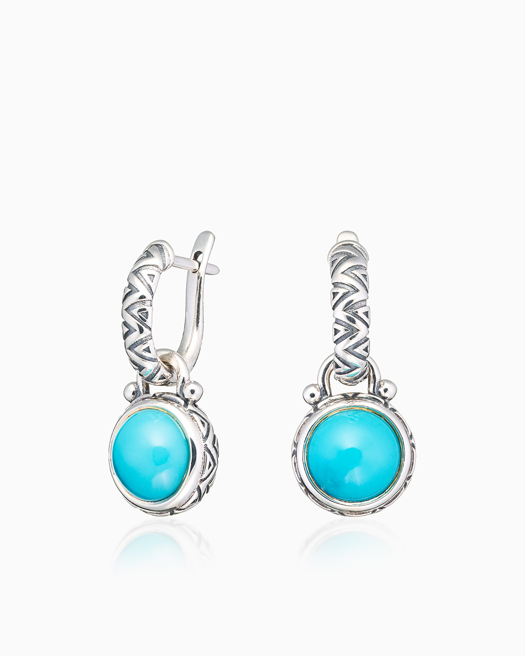 Серьги из серебра с камнем бирюза - фото 1