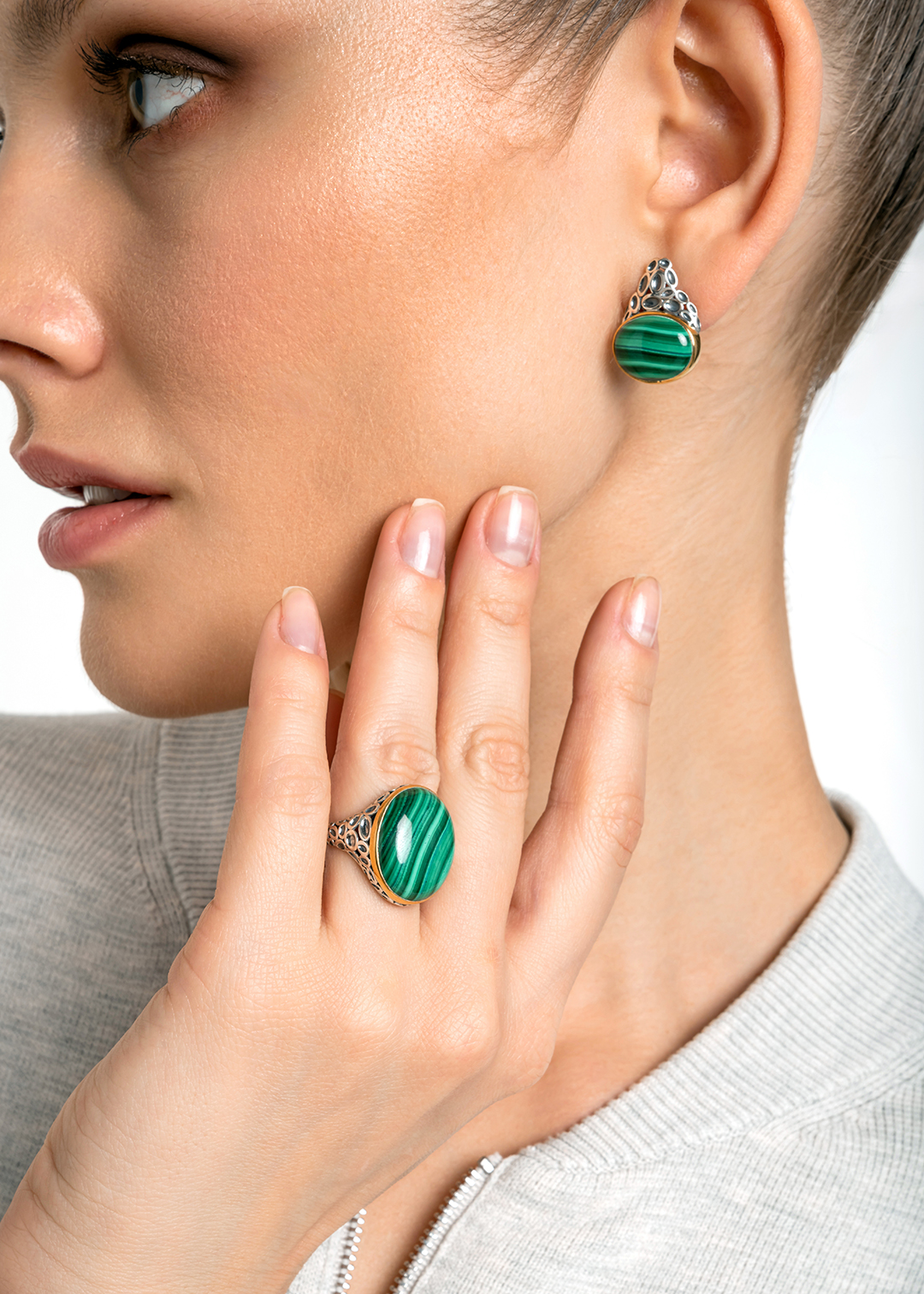 Серьги с малахитом из серебра | Ювелирные украшения Sarkissian - фото 10