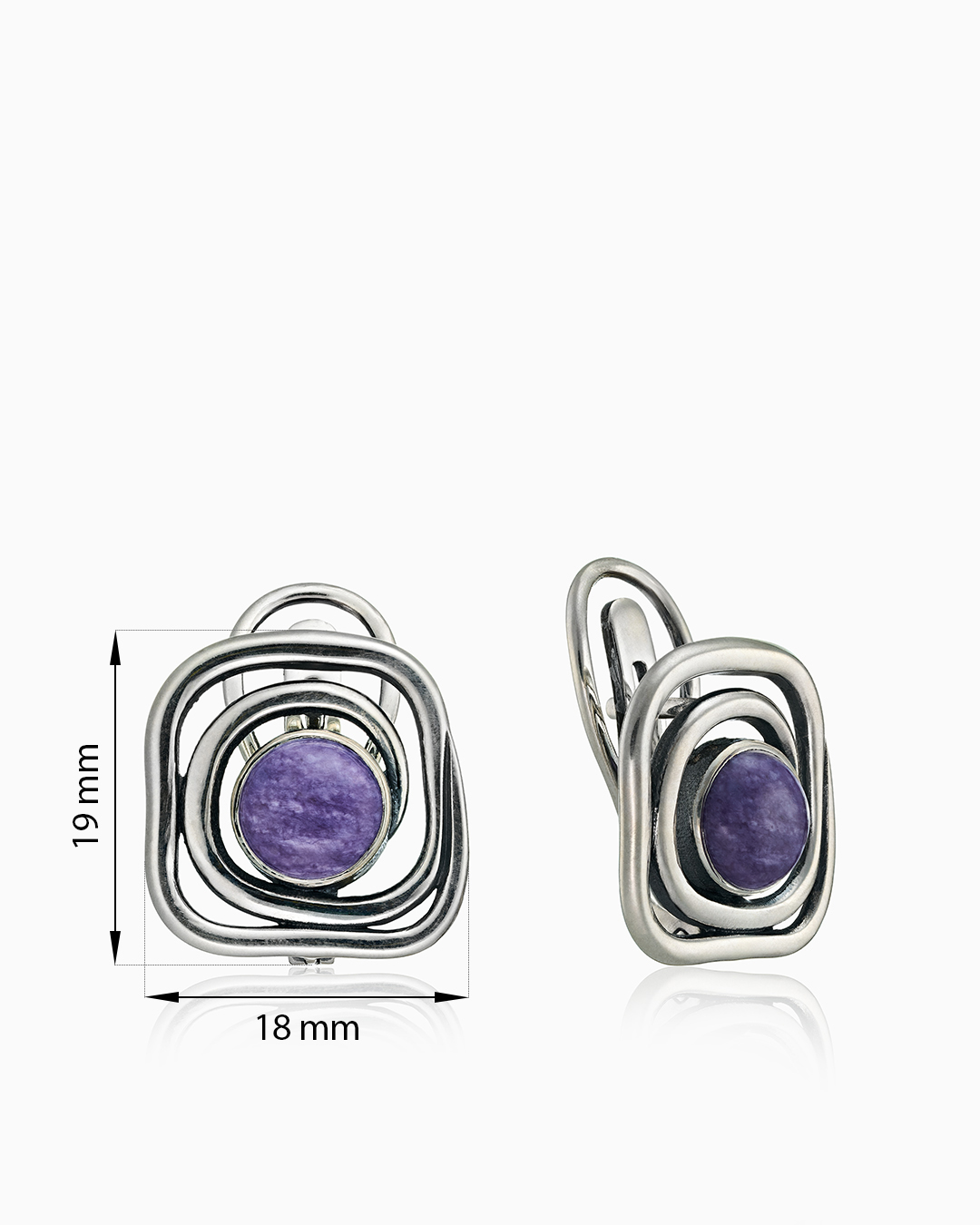 Cеребряные серьги с чароитом | Ювелирные украшения Sarkissian - фото 4