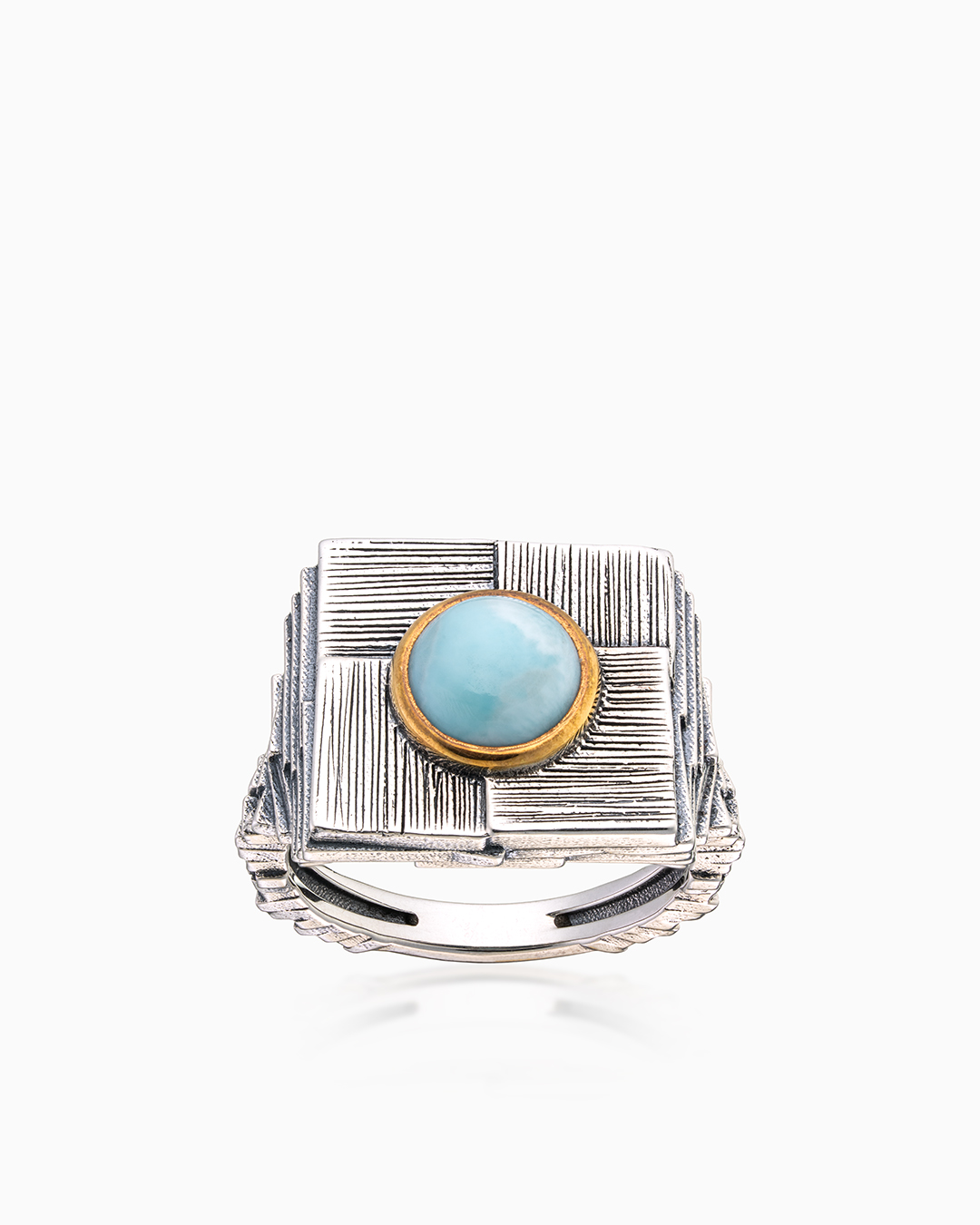 Кольцо из серебра с камнем ларимар - фото 2