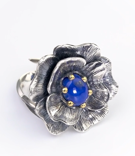 Кольцо из серебра с камнем лазурит | Ювелирные украшения Sarkissian - фото 3 d