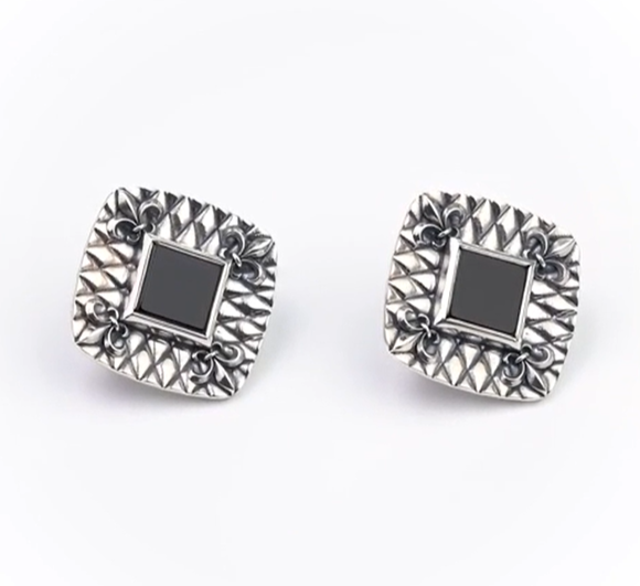 Серьги из серебра с камнем оникс | Ювелирные украшения Sarkissian - фото 1 d