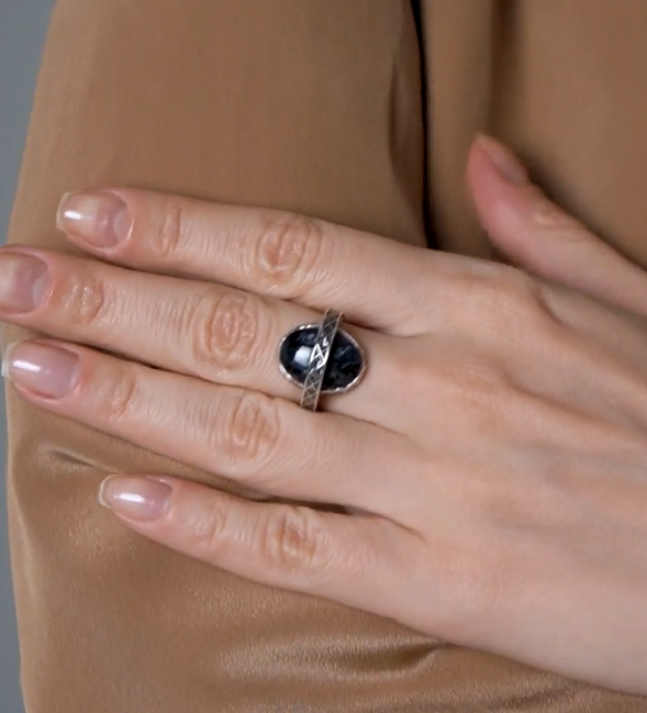 Кольцо из серебра с камнем питерсит | Ювелирные украшения Sarkissian - фото 9 d