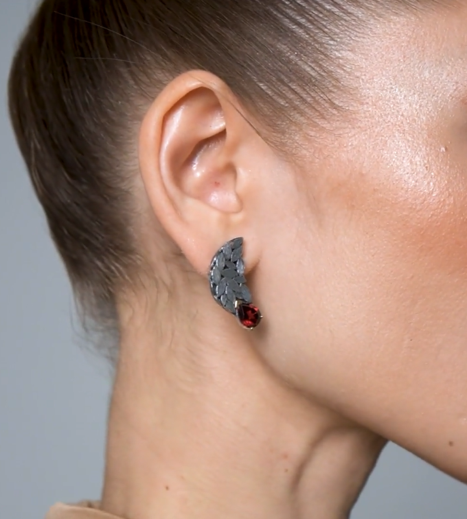 Серьги с гранатом из серебра | Ювелирные украшения Sarkissian - фото 10 d