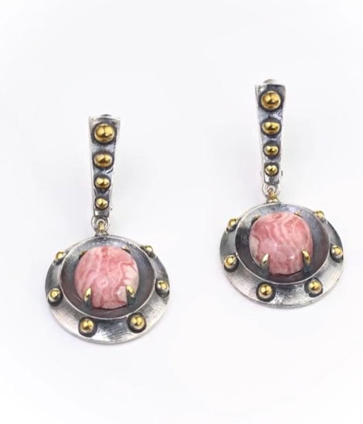Серьги из серебра с камнем родохрозит | Ювелирные украшения Sarkissian - фото 2 d