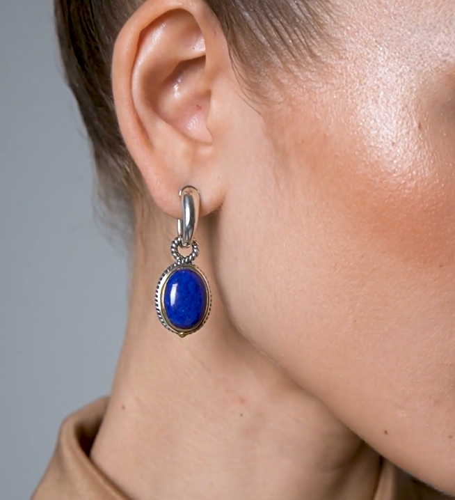 Серьги из серебра с камнем лазурит | Ювелирные украшения Sarkissian - фото 7 d