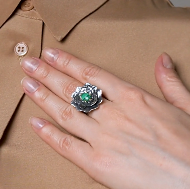 Кольцо из серебра с камнем малахит | Ювелирные украшения Sarkissian - фото 9 d