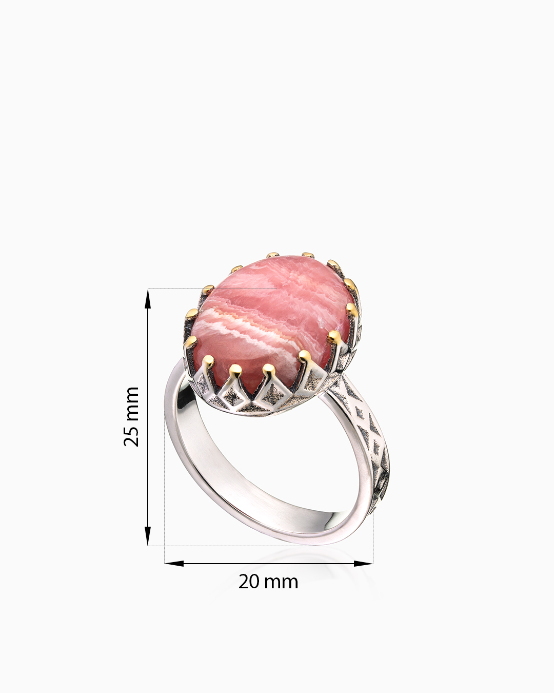 Кольцо из серебра с камнем родохрозит | Ювелирные украшения Sarkissian - фото 8