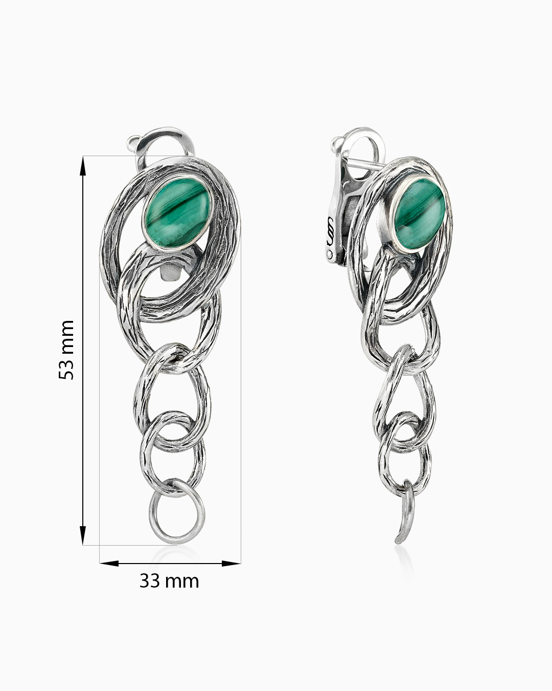 Серьги с малахитом из серебра | Ювелирные украшения Sarkissian - фото 4