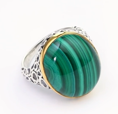 Кольцо из серебра с камнем малахит | Ювелирные украшения Sarkissian - фото 8 d