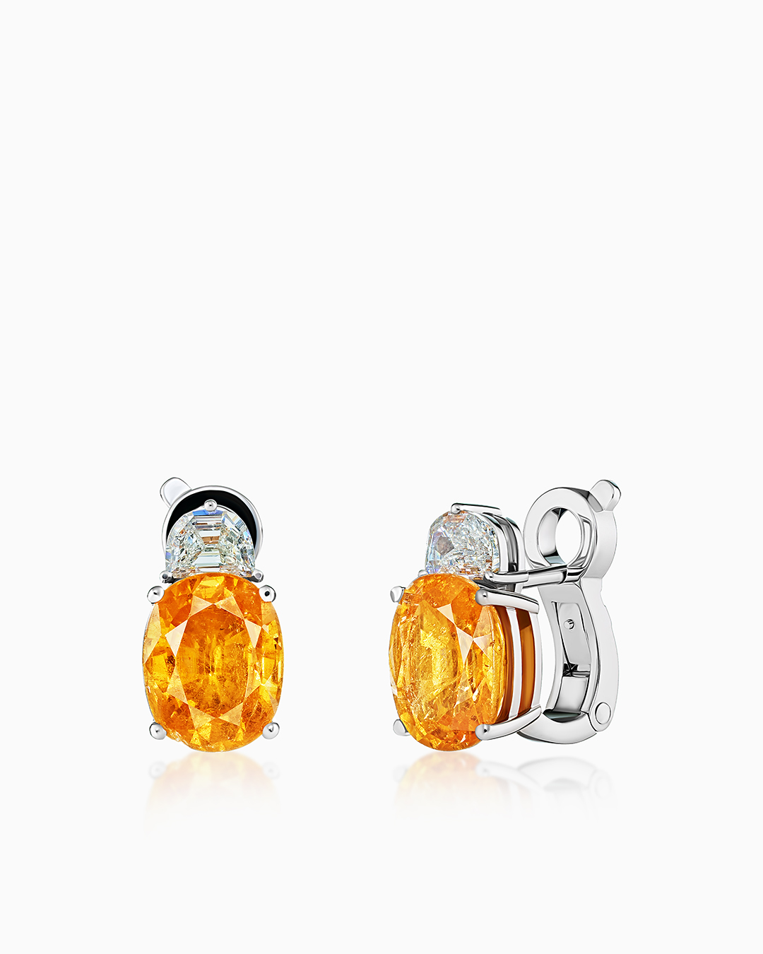 Серьги из белого золота со натуральным спессартином - фото 1