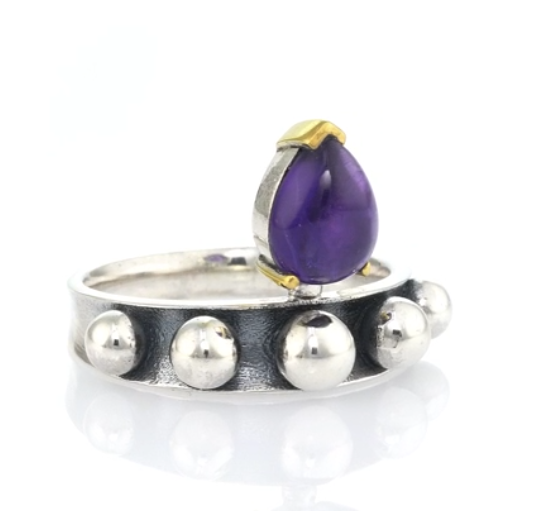 Кольцо из серебра с камнем аметист | Ювелирные украшения Sarkissian - фото 9 d