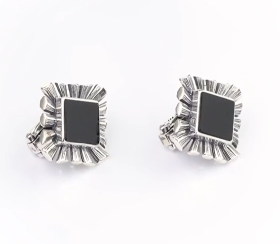 Серьги из серебра с камнем оникс | Ювелирные украшения Sarkissian - фото 1 d