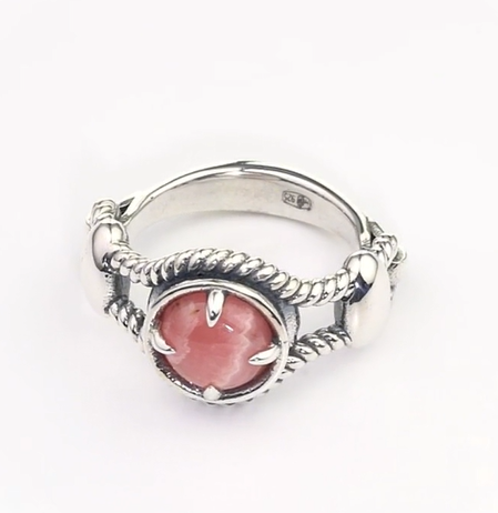 Кольцо из серебра с камнем родохрозит | Ювелирные украшения Sarkissian - фото 3 d