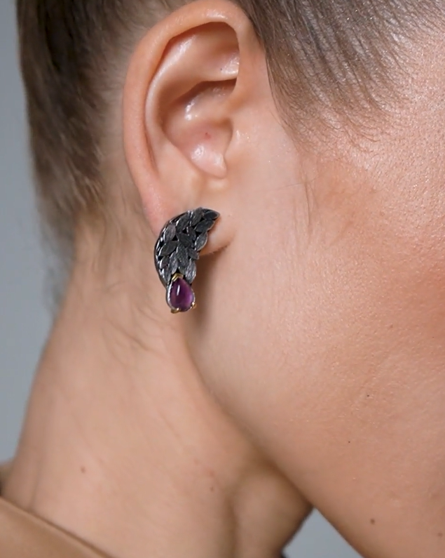 Серьги из серебра с камнем аметист | Ювелирные украшения Sarkissian - фото 9 d