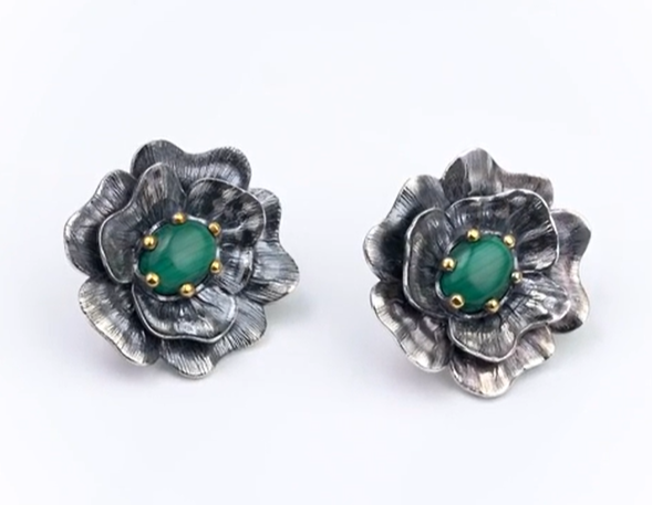 Серьги с малахитом из серебра | Ювелирные украшения Sarkissian - фото 2 d