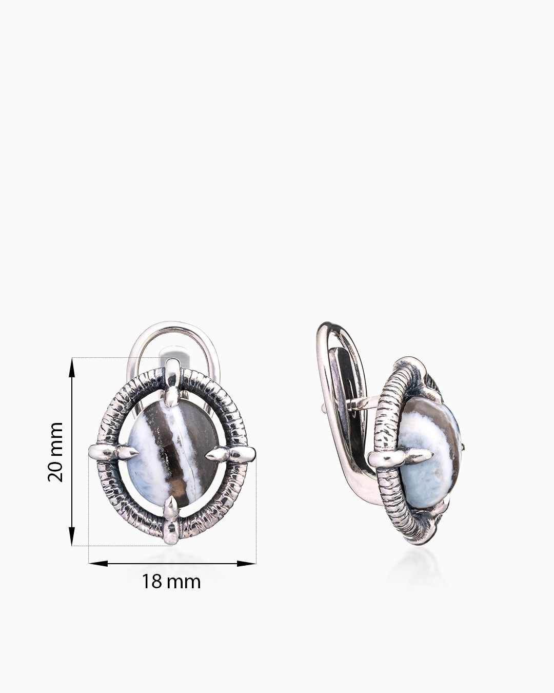 Серьги из серебра с камнем агат - фото 2