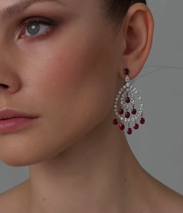 Серьги из золота с камнем рубин | Ювелирные украшения Sarkissian - фото 2 d