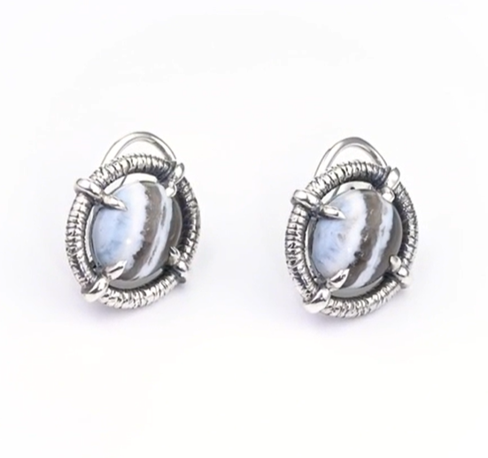 Серьги из серебра с камнем агат | Ювелирные украшения Sarkissian - фото 1 d