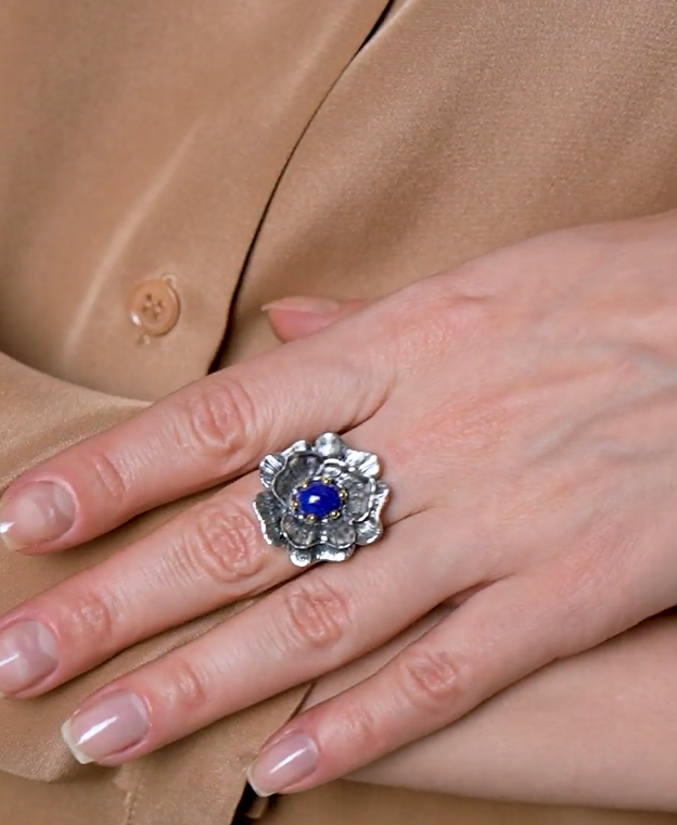 Кольцо из серебра с камнем лазурит | Ювелирные украшения Sarkissian - фото 11 d