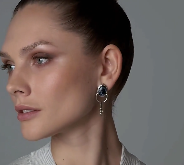 Серьги из серебра с камнем питерсит | Ювелирные украшения Sarkissian - фото 7 d