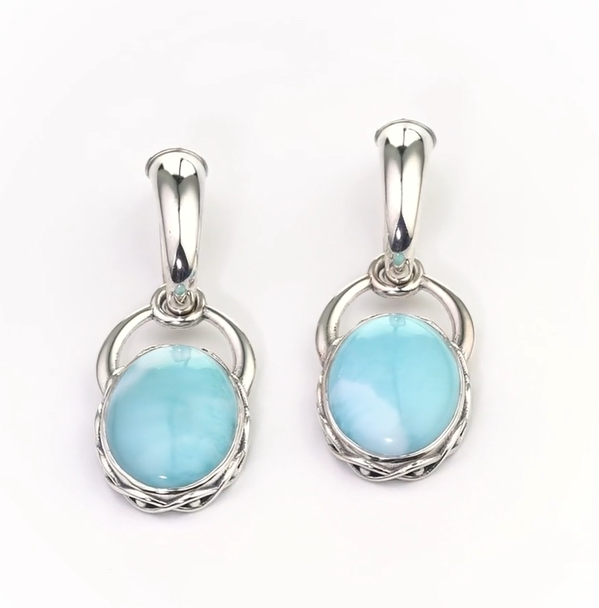 Серьги из серебра с камнем ларимар | Ювелирные украшения Sarkissian - фото 8 d