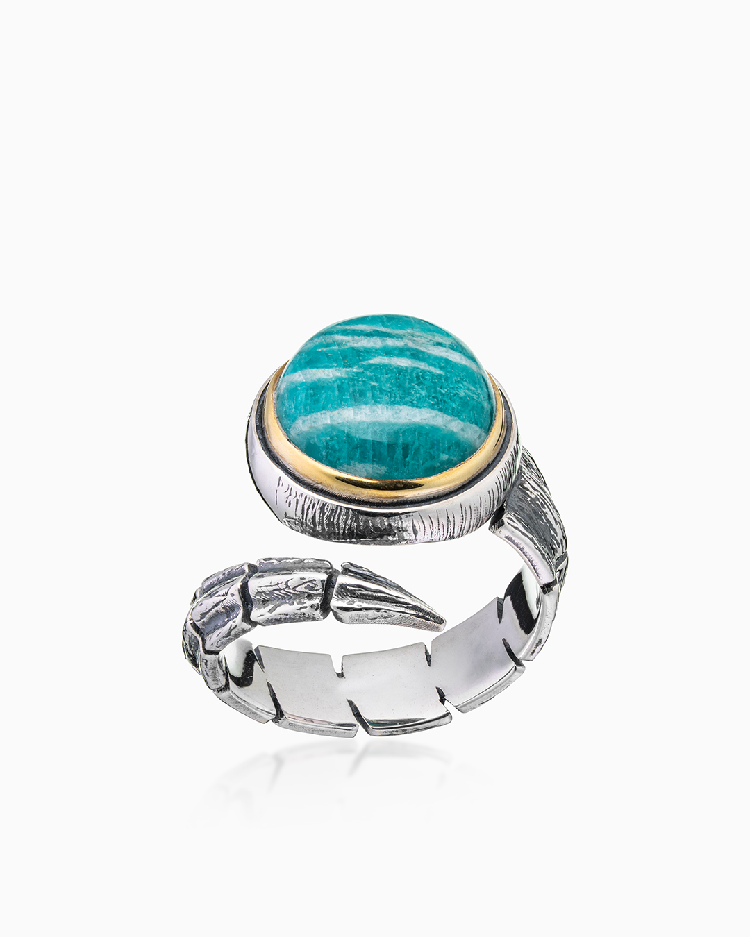 Кольцо из серебра с камнем амазонит - фото 2