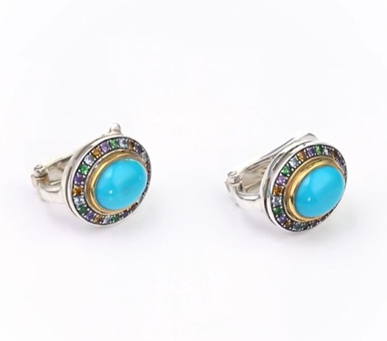 Серьги из серебра с камнем бирюза | Ювелирные украшения Sarkissian - фото 7 d