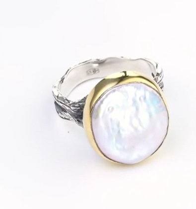 Кольцо из серебра с камнем жемчуг барокко | Ювелирные украшения Sarkissian - фото 5 d