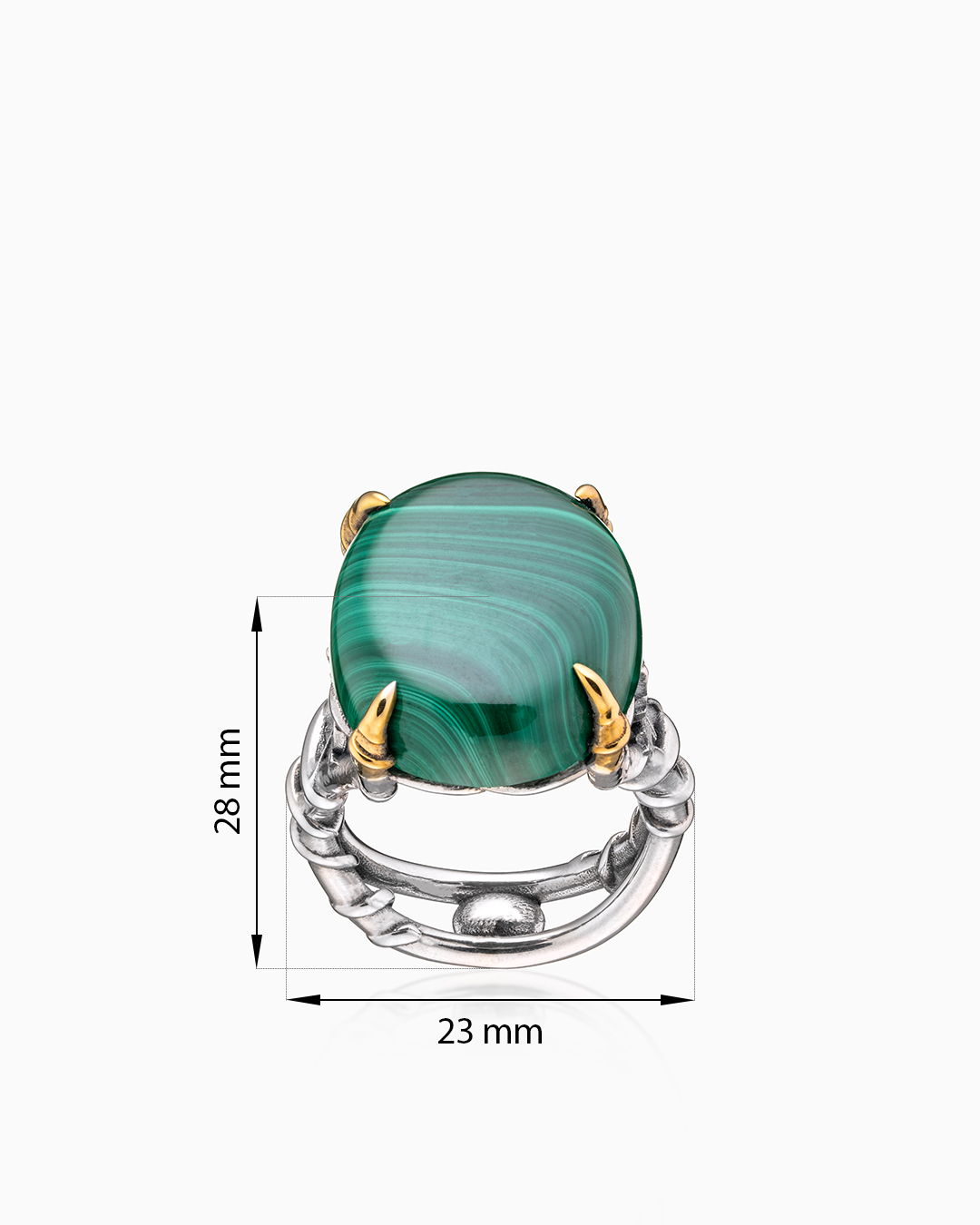 Кольцо из серебра с камнем малахит | Ювелирные украшения Sarkissian - фото 20