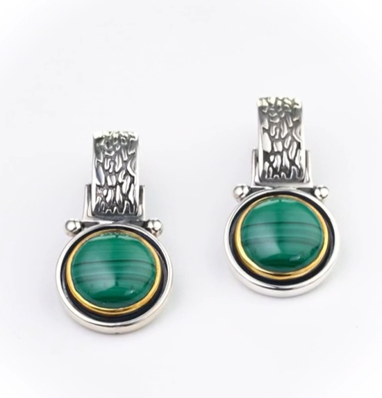 Серебряные серьги «Малахитовые Чары» | Ювелирные украшения Sarkissian - фото 2 d