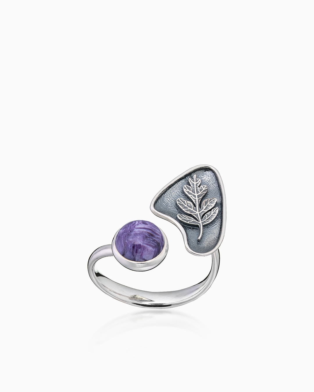 Cеребряное кольцо с чароитом - фото 2