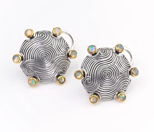 Серьги из серебра с камнем опал | Ювелирные украшения Sarkissian - фото 1 d