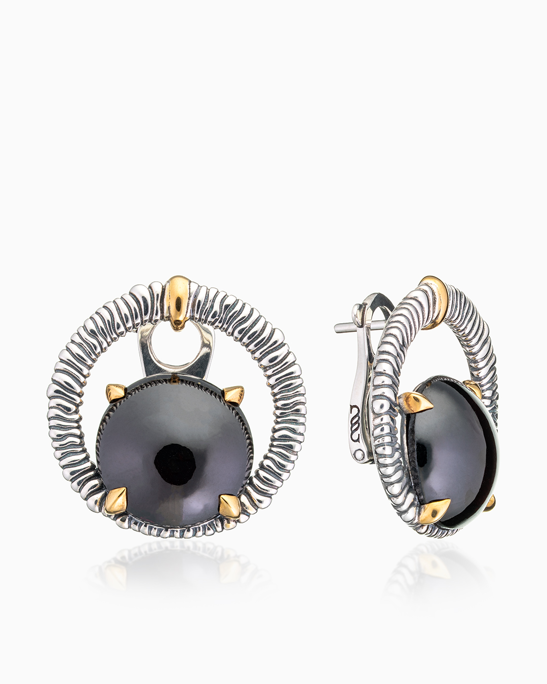 Серьги с гранатом из серебра - фото 1