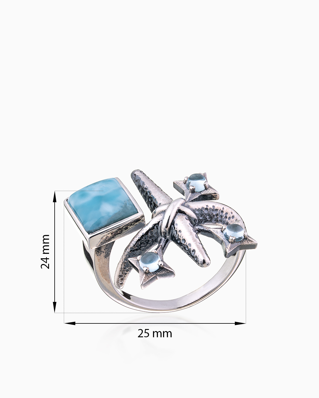 Кольцо из серебра с камнем ларимар | Ювелирные украшения Sarkissian - фото 20